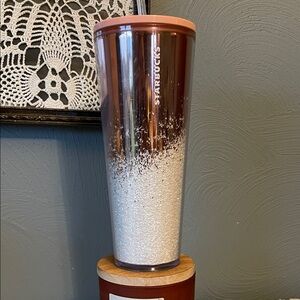 2016 Starbucks Copper and White Glitter Tall Tumbler
